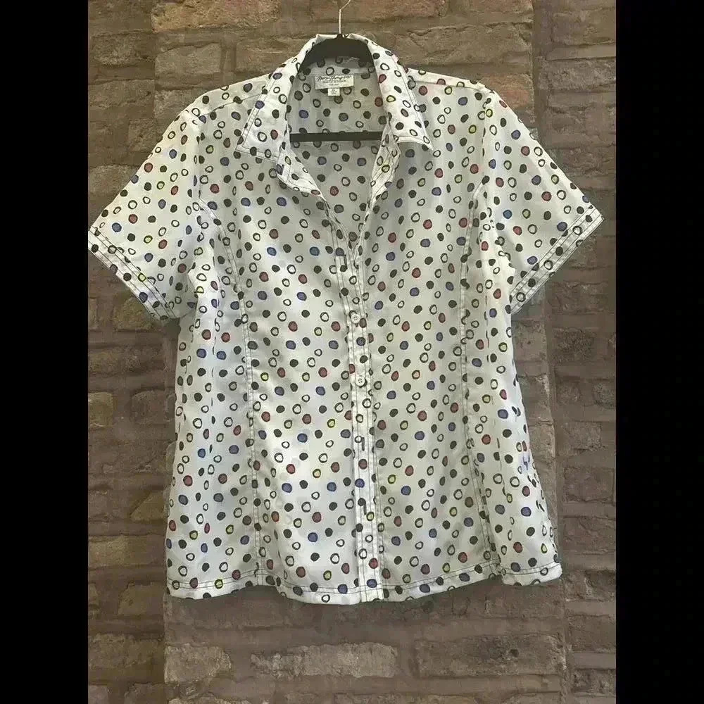 Vintage Polka Dot Short Sleeve Shirt - Perfect for Summer Days